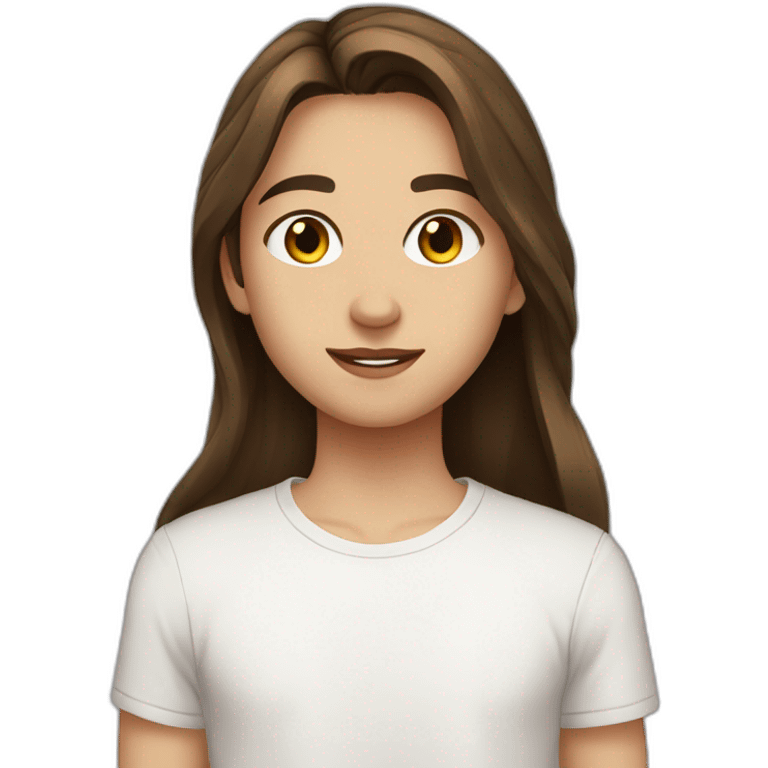 22 years old, Russian, long brown hair, white T-shirt, brown eyes emoji