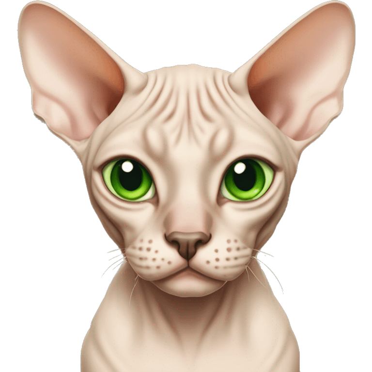 tan sphynx cat with green eyes  emoji