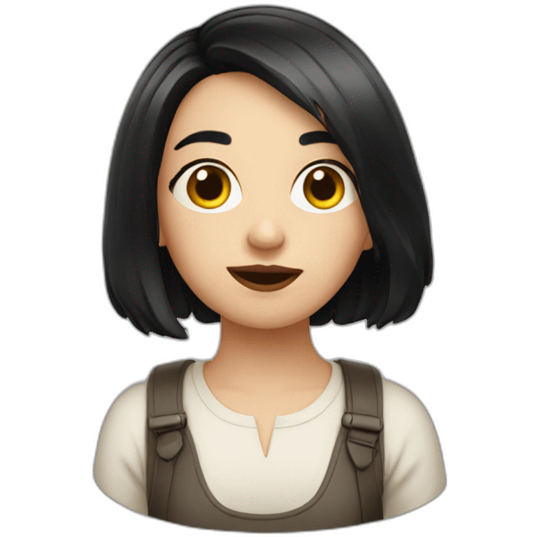 Weird and pretentious European girl with black mid short hair emoji