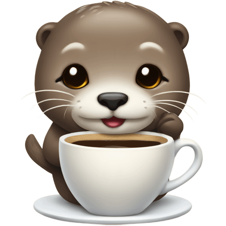 Cute otter with coffee emoji