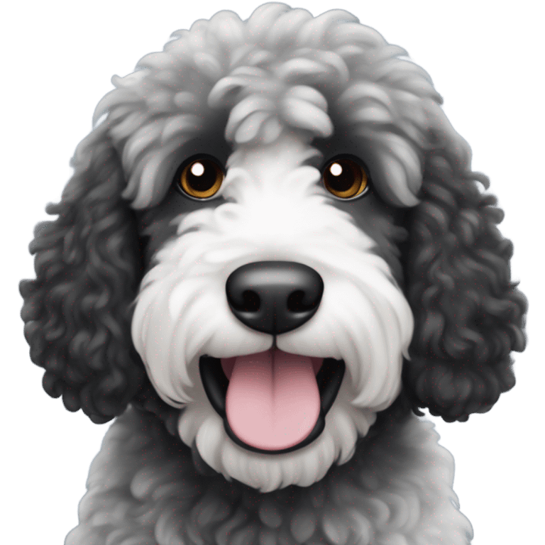 black and dark grey sheepadoodle emoji