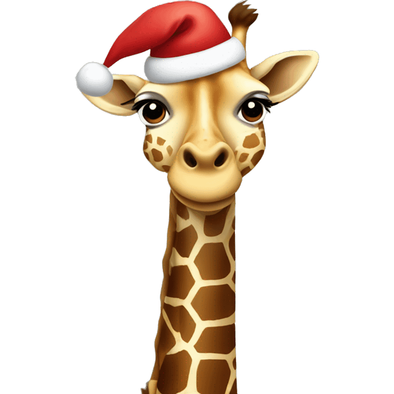 Giraffe wearing a Santa hat emoji