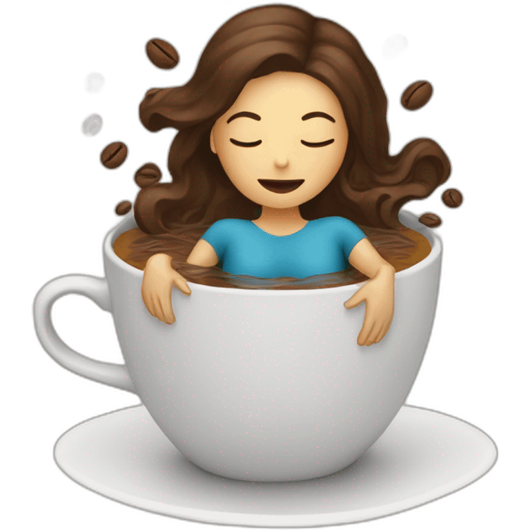 woman swimming inside a cup full of coffee emoji