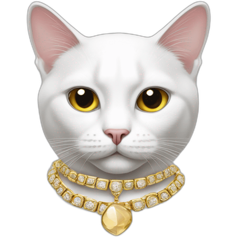 White cat with rapper jewellery emoji