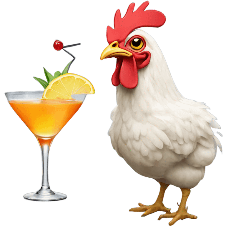 Chicken drinking a cocktail emoji