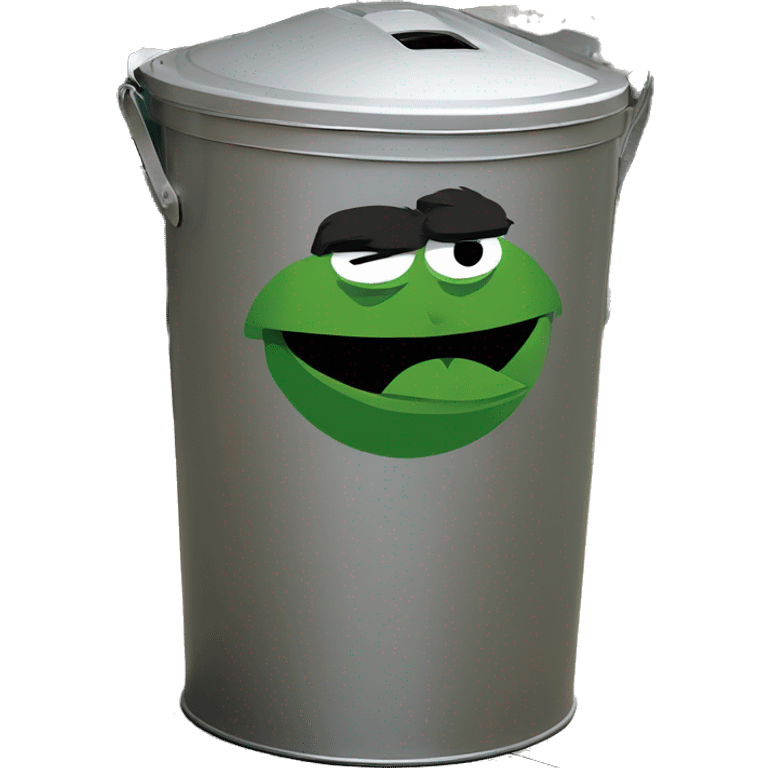 oscar the grouch inside metal trash can emoji