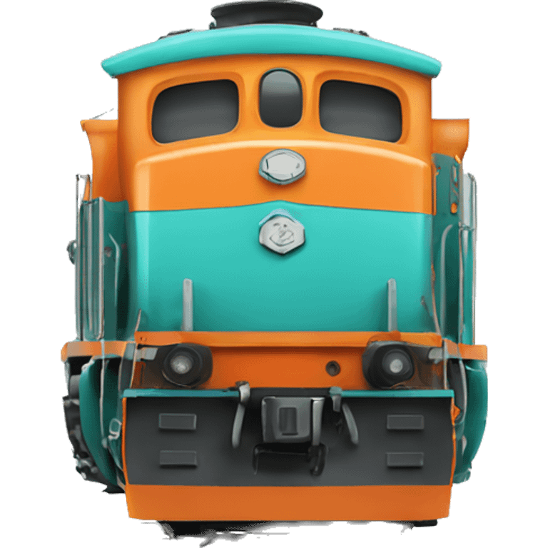 Locomotive a vapeur turquoise et orange  emoji