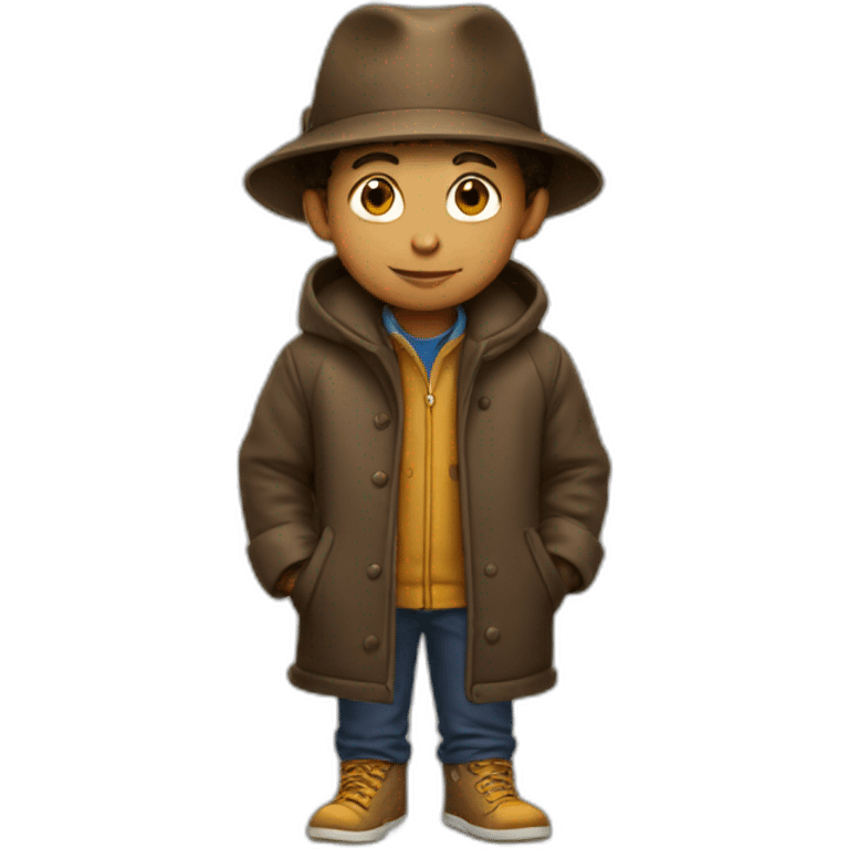 hat-wearing boy in coat emoji