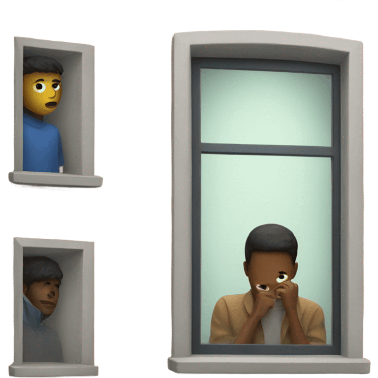 A person watching another person through a window emoji