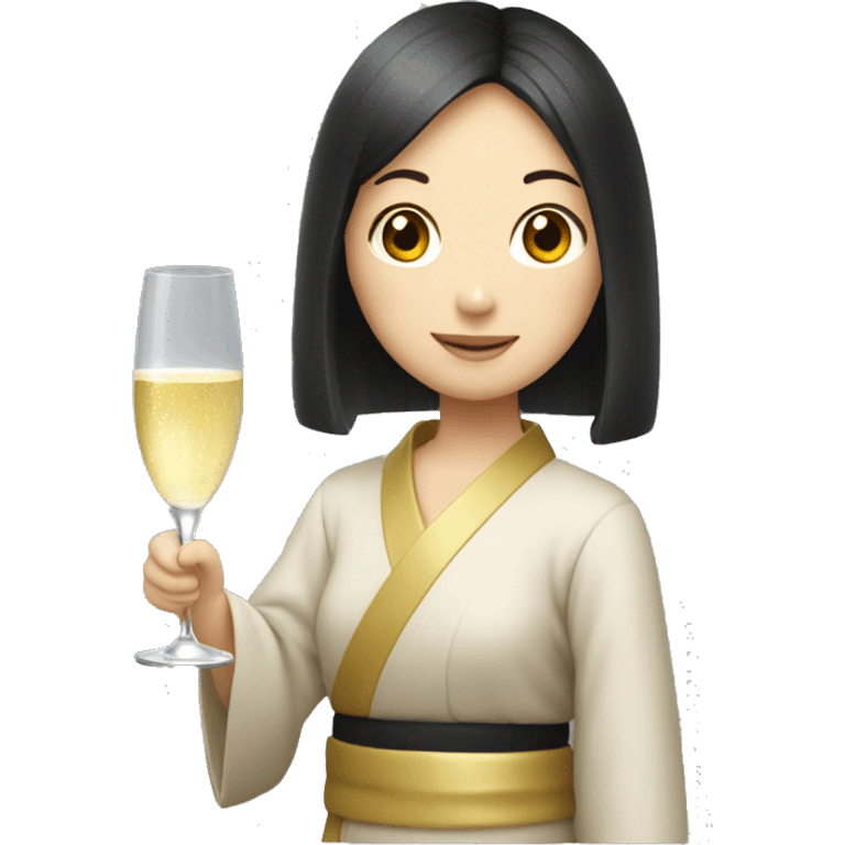 Japanese girl holding a champagne glass  emoji