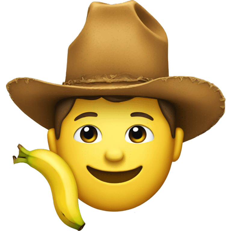 Cowboy with a banana over his head emoji