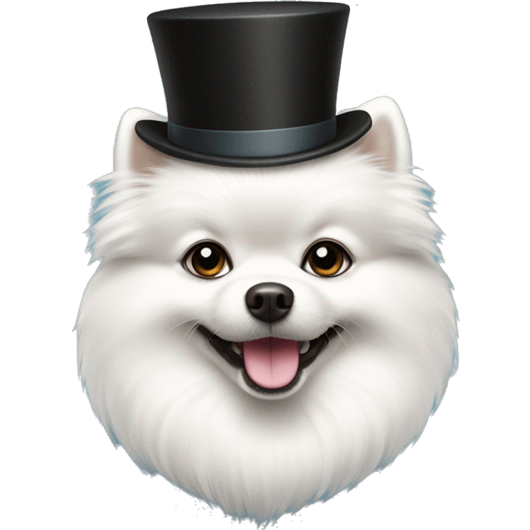 white pomeranian with tophat emoji