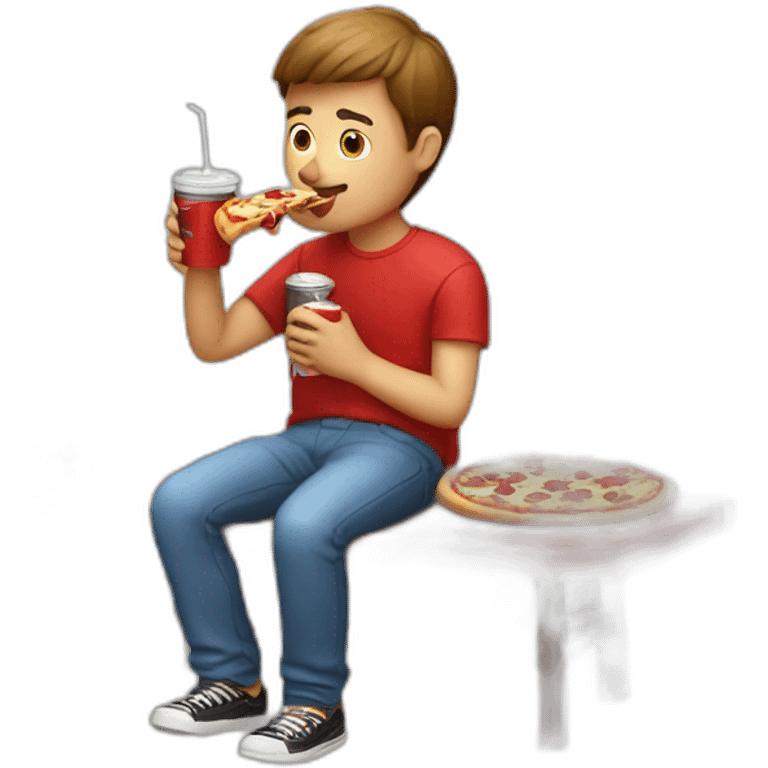  guy eating pizza and drinking coke emoji