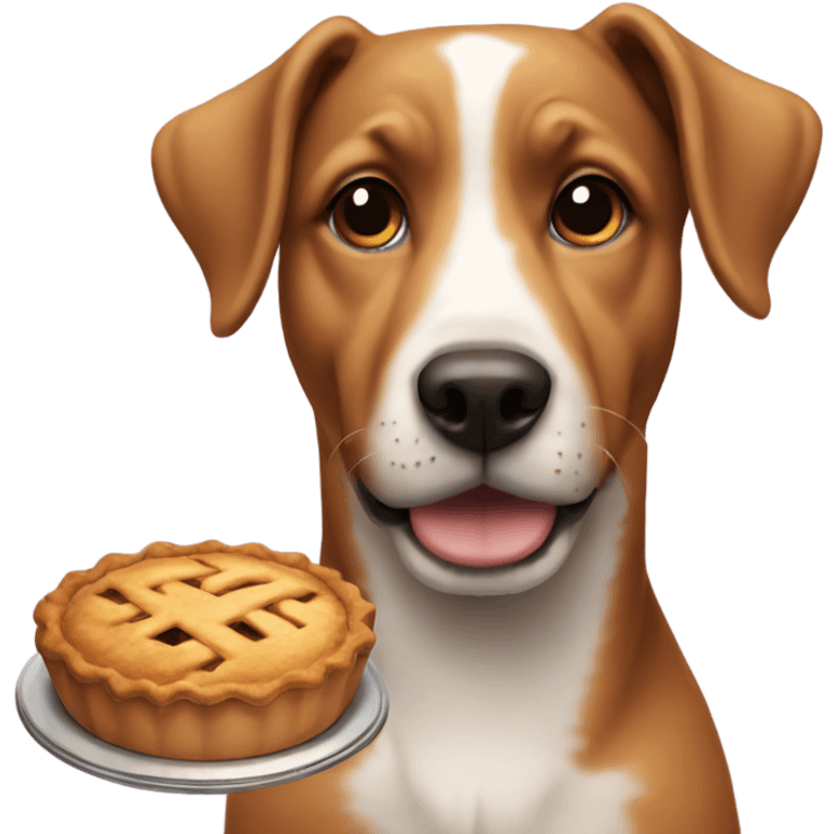 A dog with a pie emoji