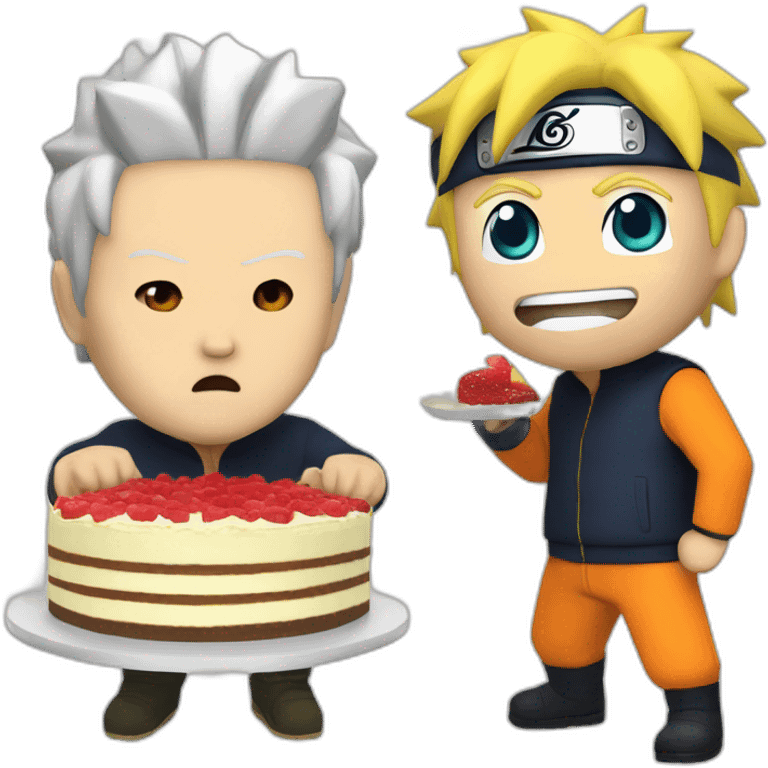 Naruto and Trump eats cheesecake emoji