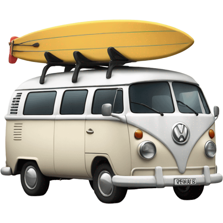 Volkswagen van with surf board  emoji