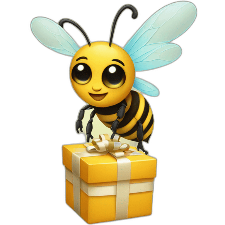 Bee with a gift box on his hands  emoji