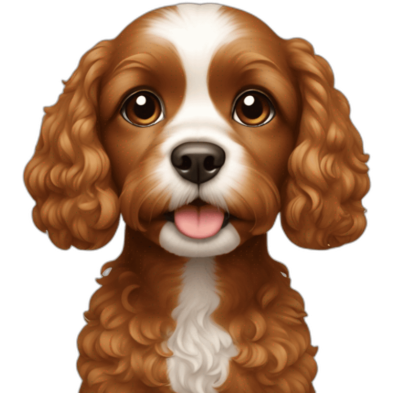 a cavapoo dog (fully brown) with a chinese girl emoji