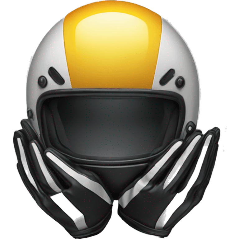 motorcycle helmet with hand facepalm emoji