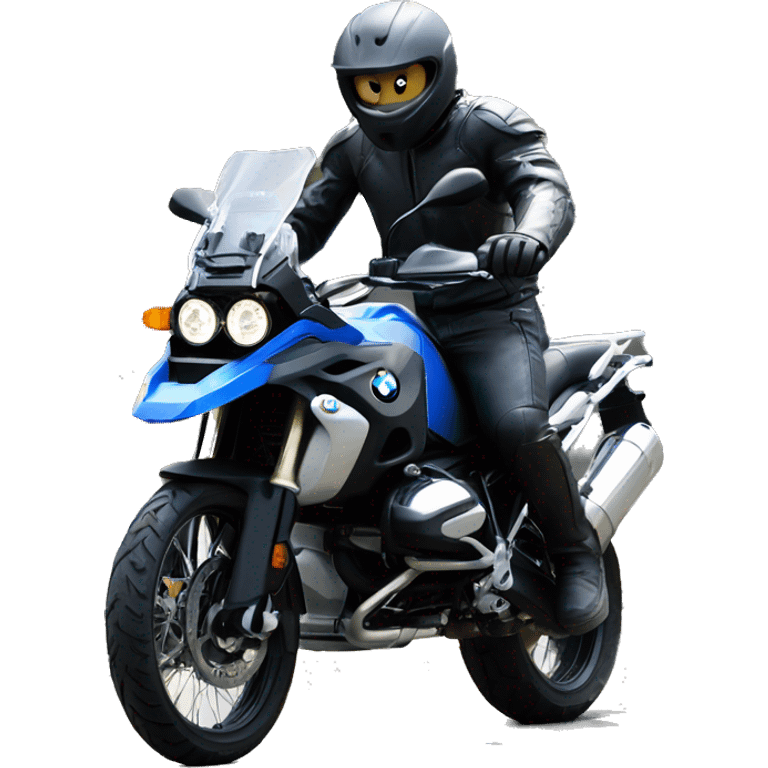 motorcycle bmw gs 1250 black male rider on bike dark hair blue eyes emoji