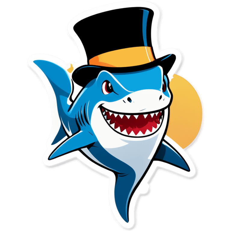 Shark with a top hat emoji