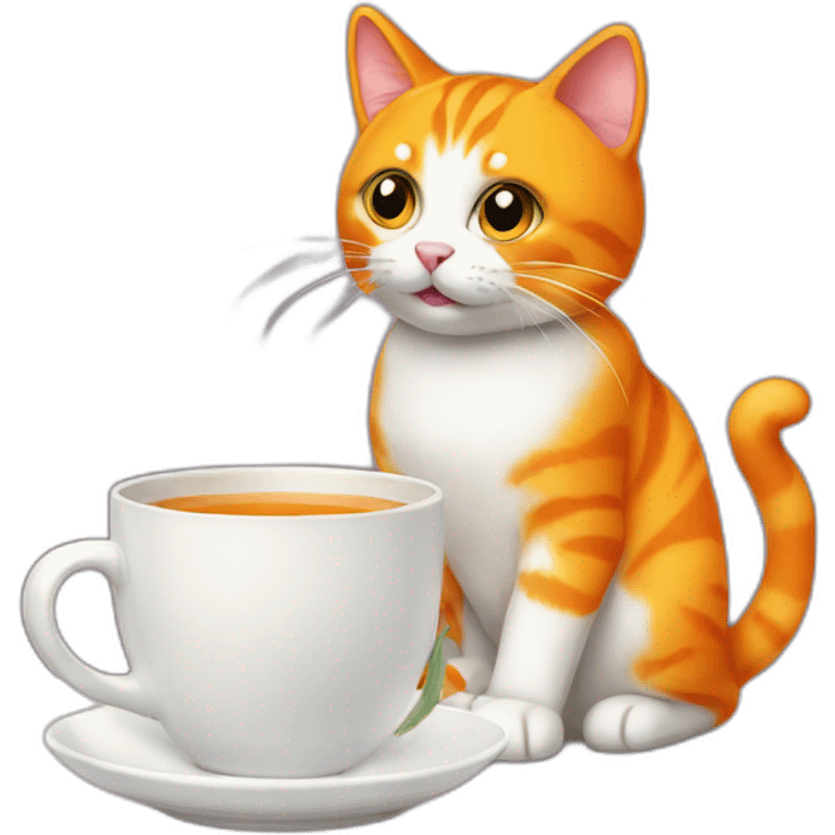 orange-cat-drink-tea emoji