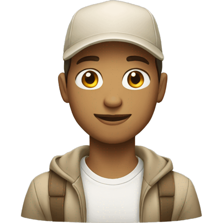 "Young man, white with  wearing a beige cap." emoji