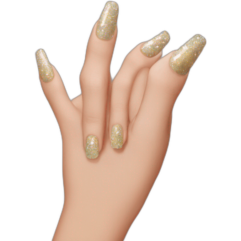 Finger nails painted glitter emoji