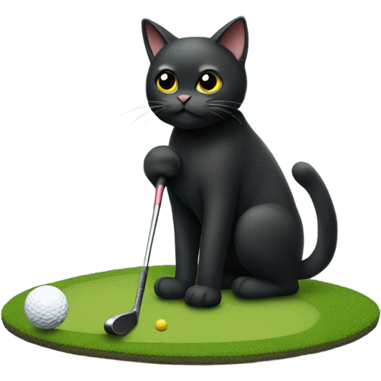 Black cat golfing emoji