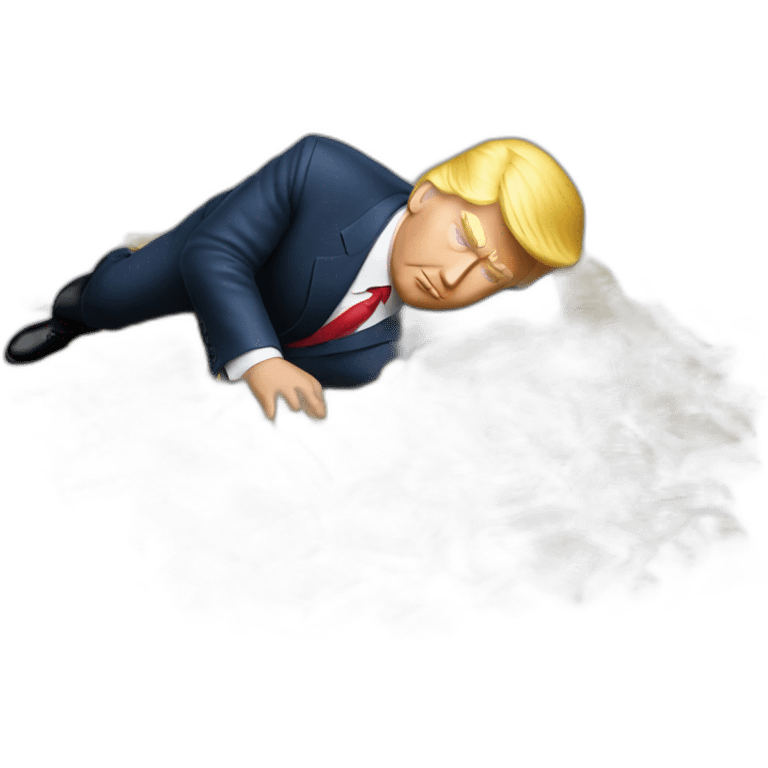 Trump laying on a pile of gold emoji