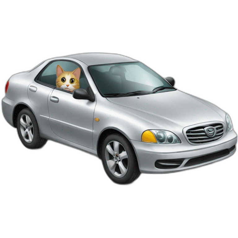 Cat driving a silver car emoji