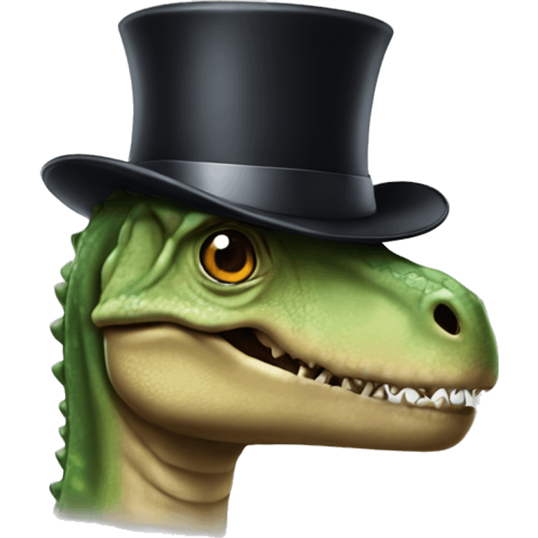 Dino with a top hat emoji