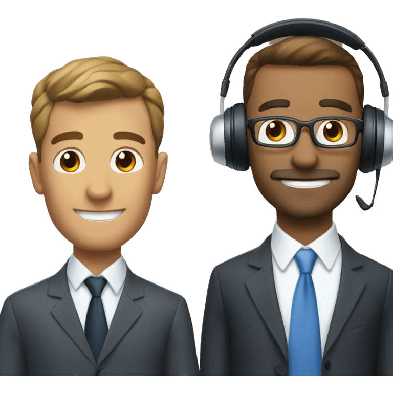 2 businessmen with headsets for podcast  emoji