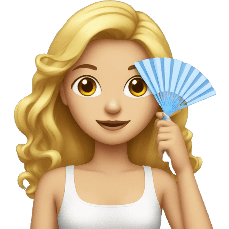 Girl holding fan emoji