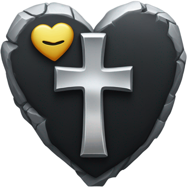 a black tombstone in silver RIP and a silver heart emoji