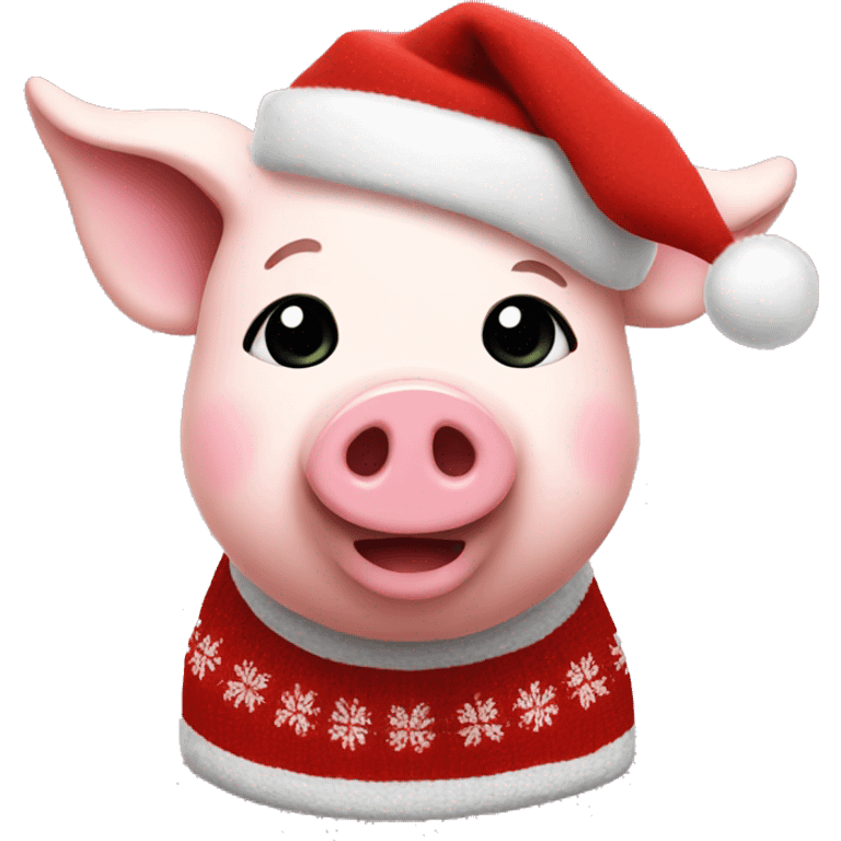 Piggy with Christmas sweater emoji