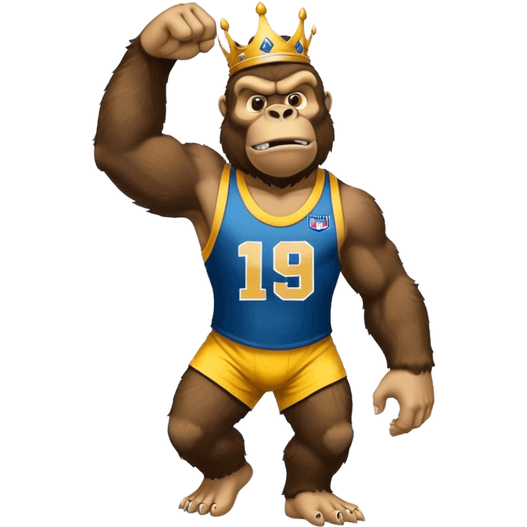 king kong  wearing afl eagles sleeveless jersey blue and yellow  emoji