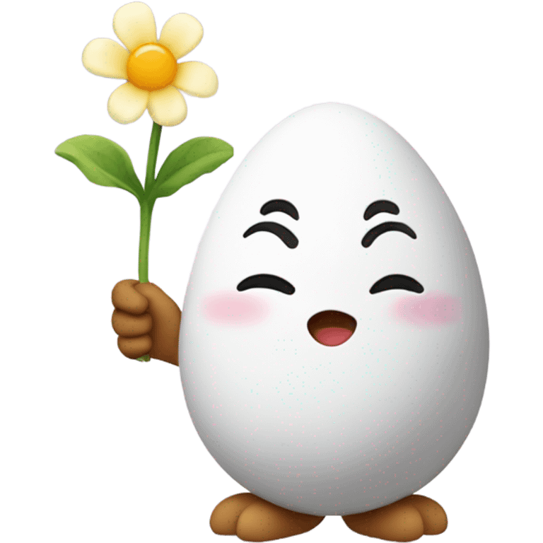 Cute egg with a flower in the hand emoji