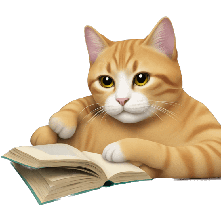 Cat lying in the Couch, reading a book emoji