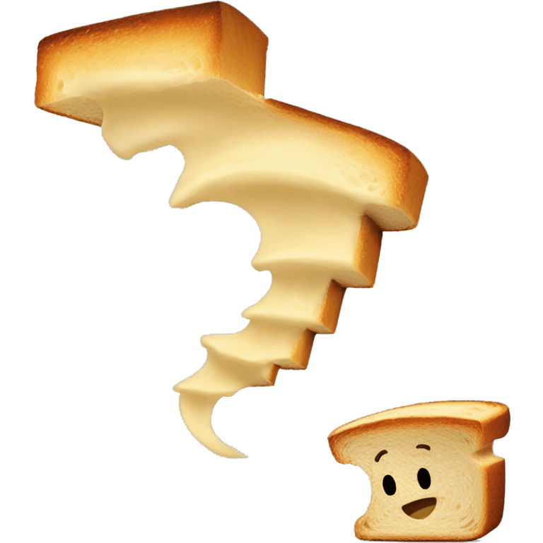 Tiny tornado dancing on a slice of toasted bread emoji