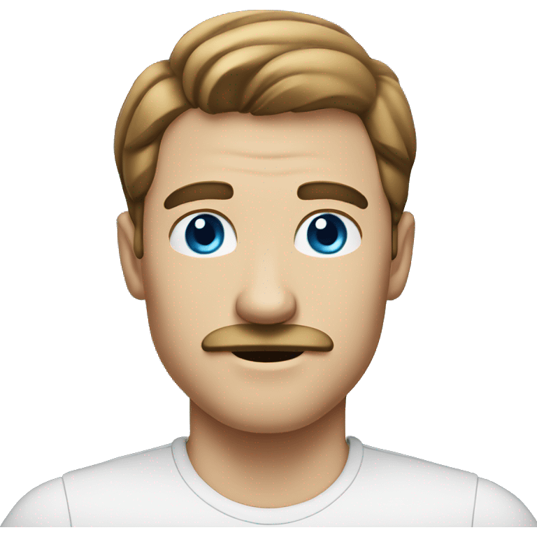 man with mustache, white man, blue eyes, brownish hair, handsome emoji