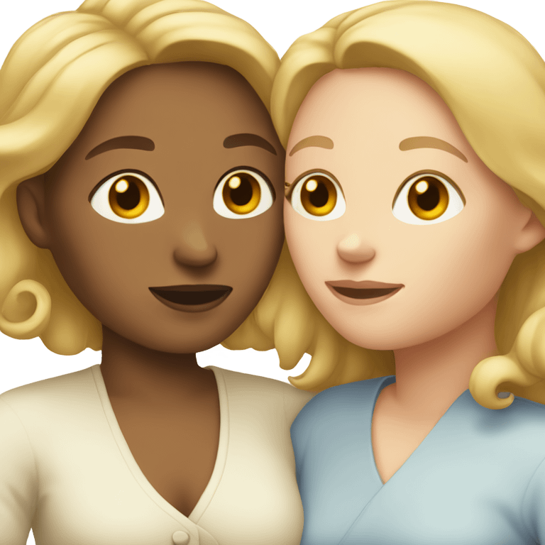 Two white women cuddling emoji