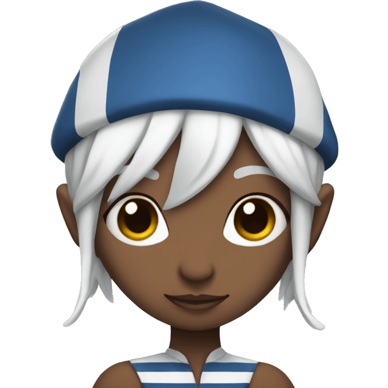 Blue elf Girl with stripes and white hair emoji