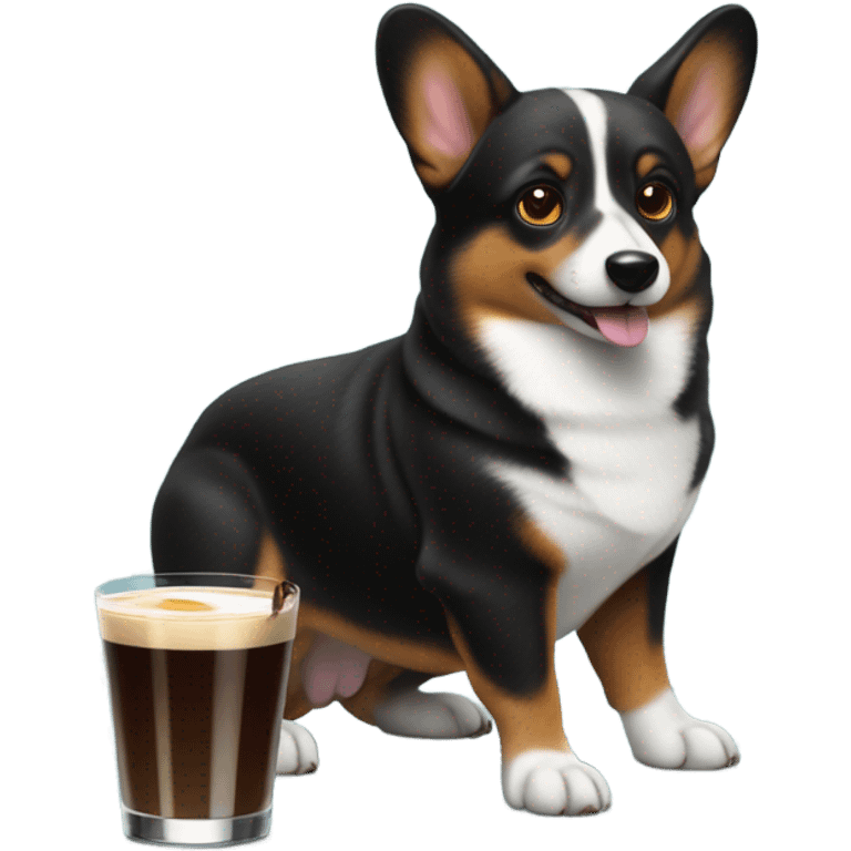 Black corgi drinking a espresso martini  emoji