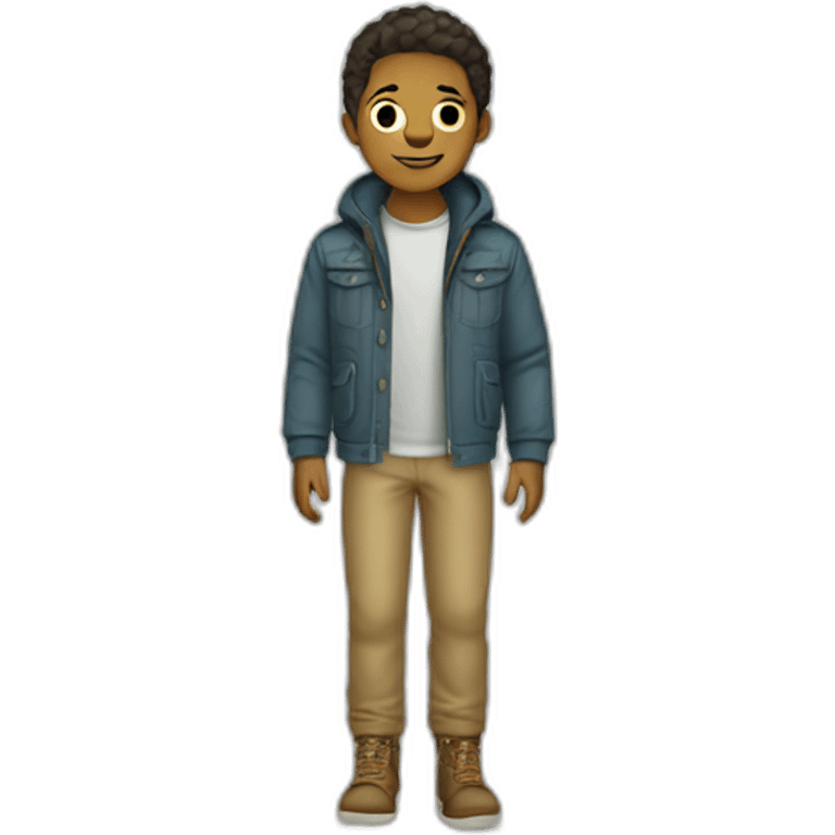 City boy in center-parted outdoor-style clothing emoji