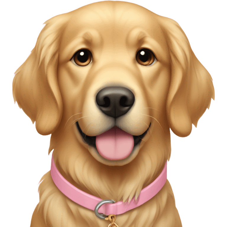 a golden retriever with a light pink collar  emoji