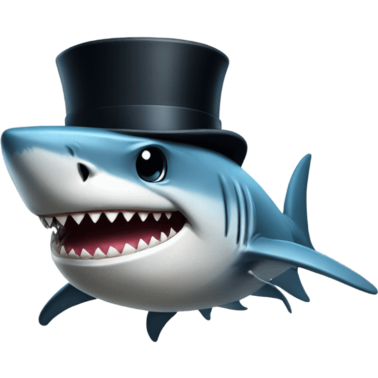 Shark with a top hat emoji