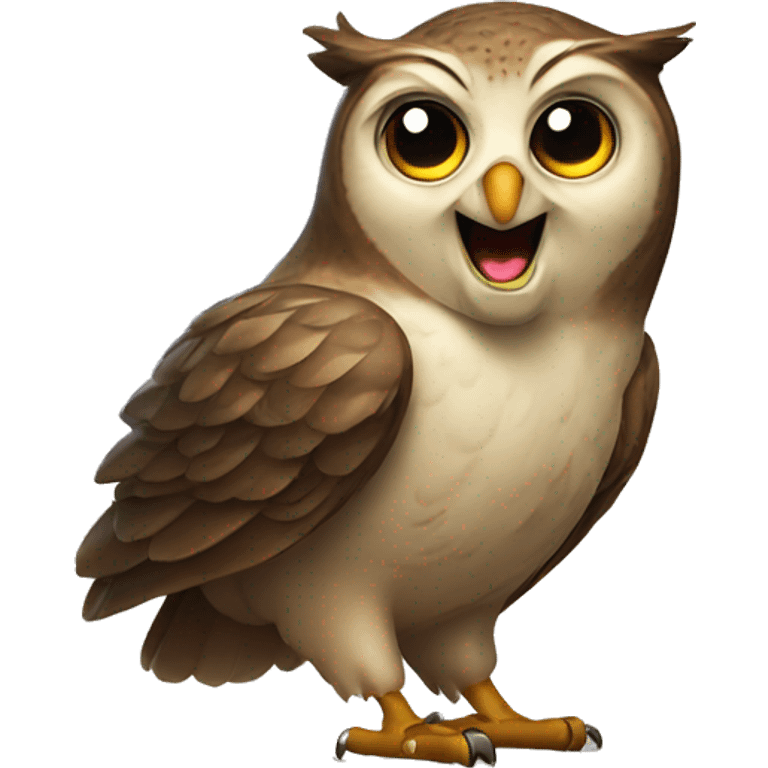 owl pointing finger and laughing emoji