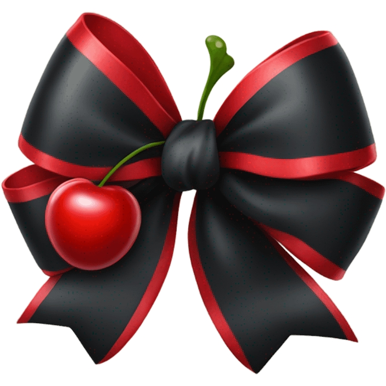 black bow with 2 red cherries emoji