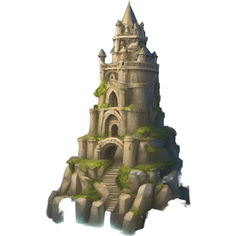 magic grand fantasy tower in mountains emoji